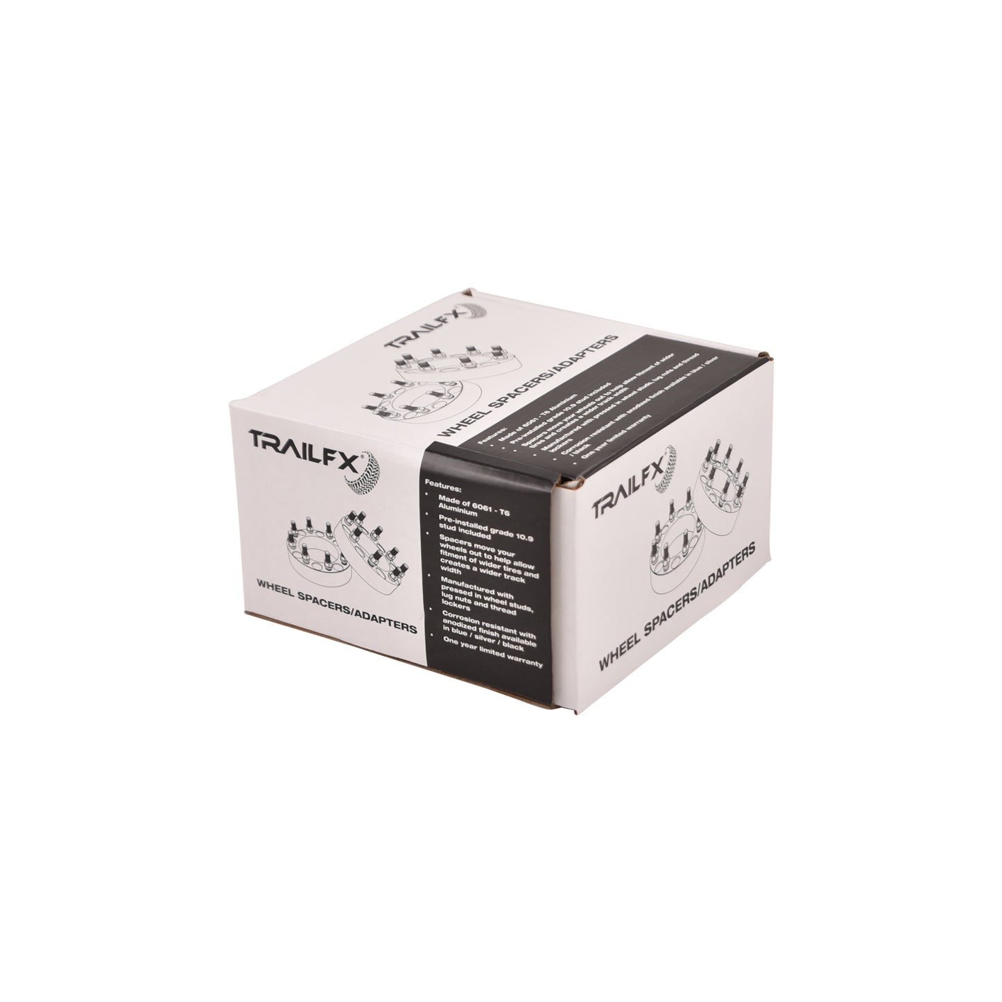 TrailFX Wheel Spacer- Black Anodized 8x170mm Bolt Pattern 2 In Thick 125mm Hub Black Alum Set Of 2