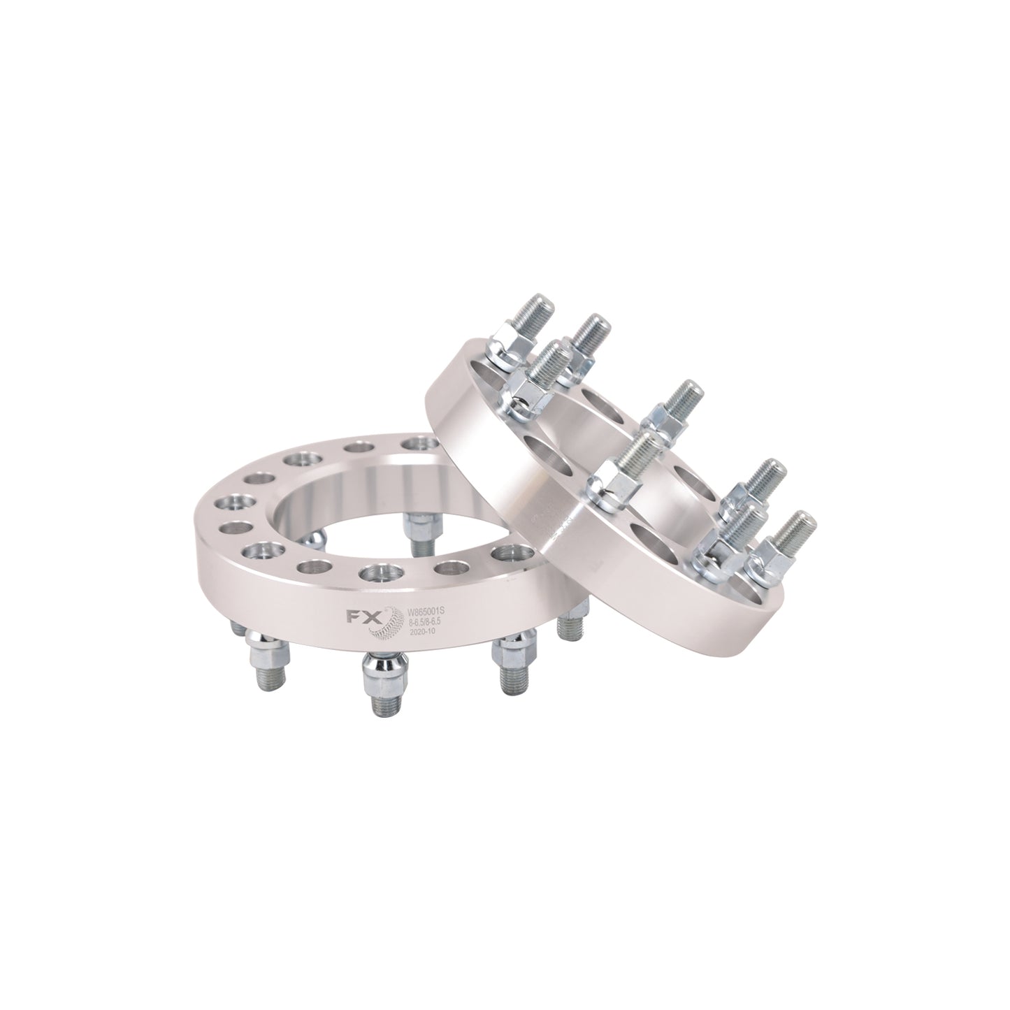 TrailFX Wheel Spacer 8x165.1mm/8x6.50 In Bolt Pattern 1.25 In Thick 126mm Hub Silver Alum Set Of 2