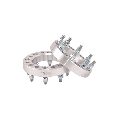 TrailFX Wheel Spacer 8x165.1mm/8x6.50 In Bolt Pattern 1.25 In Thick 126mm Hub Silver Alum Set Of 2