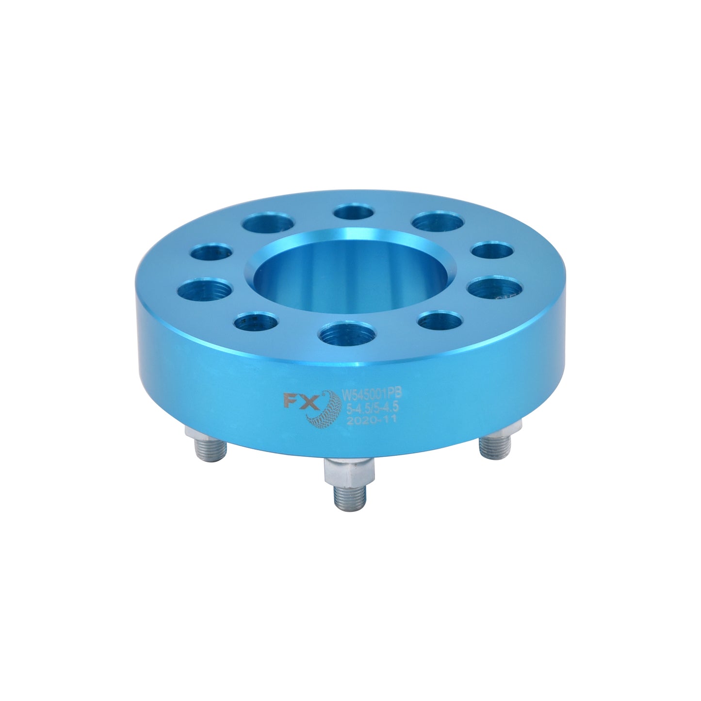 TrailFX Wheel Spacers 5x114.3mm/5x4.50 In Bolt Pattern 1.5 In Thick 74mm Hub Blue Alum Set Of 2