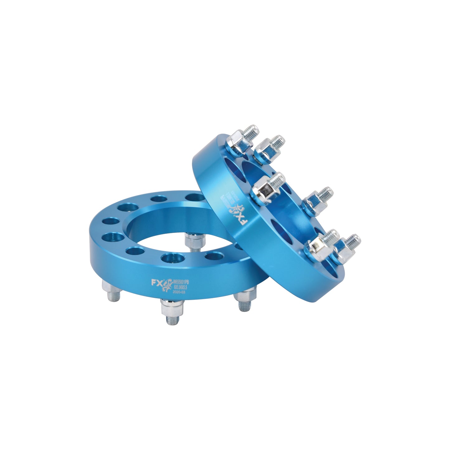 TrailFX Wheel Spacers 6x139.7mm/6x5.50 In Bolt Pattern 1.25 In Thick 108mm Hub Blue Alum Set Of 2