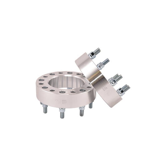 TrailFX Wheel Spacer - Silver Anodized 8x180mm 2 In Thick 125.60mm Hub Silver Alum Set Of 2