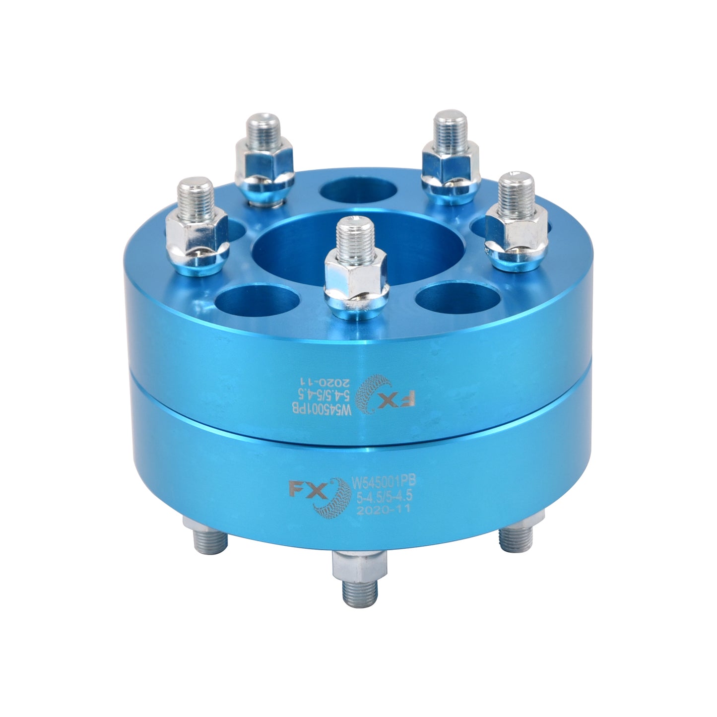 TrailFX Wheel Spacers 5x114.3mm/5x4.50 In Bolt Pattern 1.5 In Thick 74mm Hub Blue Alum Set Of 2