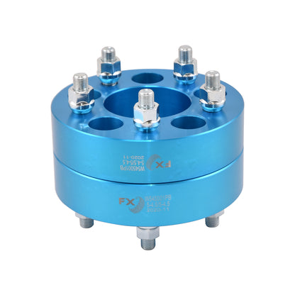 TrailFX Wheel Spacers 5x114.3mm/5x4.50 In Bolt Pattern 1.5 In Thick 74mm Hub Blue Alum Set Of 2