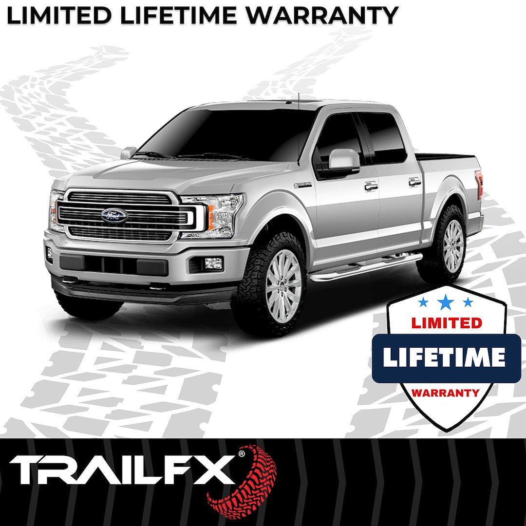TrailFX 3" Round Step Bar For 2017-2025 F150-350 Crew Cab - Stainless