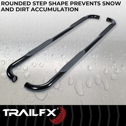 TrailFX 3" Round Step Bar 2017-2025 Ford F150-350 Crew Cab - Black