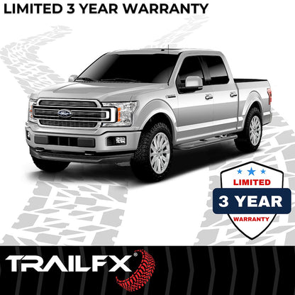 TrailFX 3" Round Step Bar 2017-2025 Ford F150-350 Crew Cab - Black