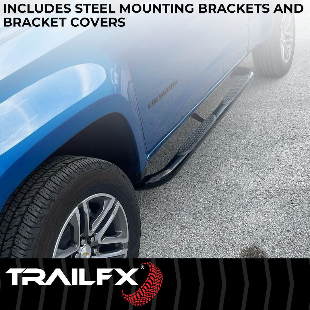 TrailFX 3" Round Step Bar For 2005-2023 Tacoma Access- Black