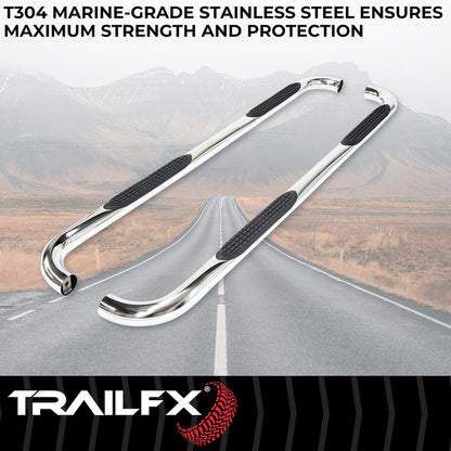 TrailFX 3" Round Step Bar For 2019-2023 Ranger Crew Cab - Stainless