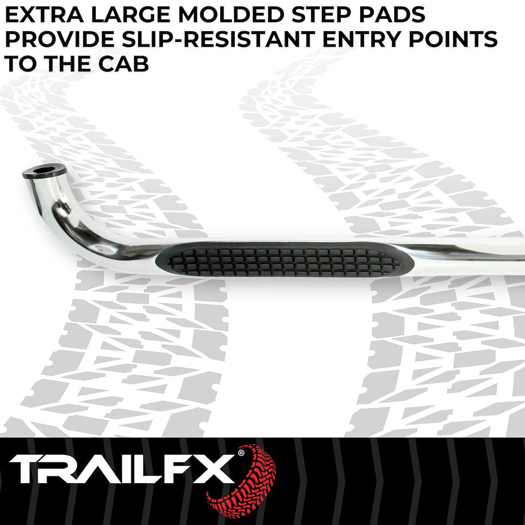TrailFX 3" Round Step Bar For 2024-2025 Tacoma Crew Cab (Double Cab) - Stainless