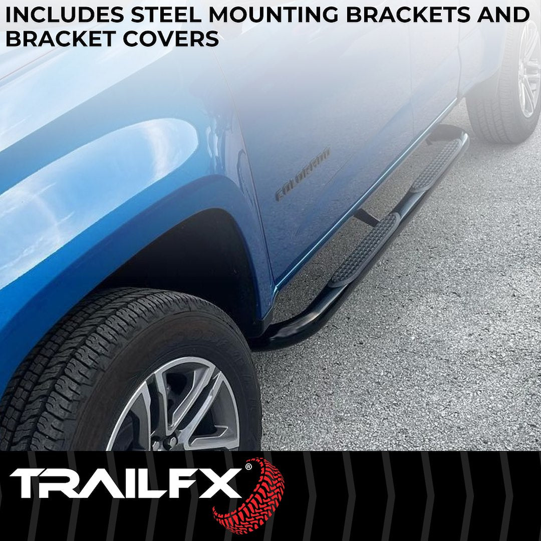 TrailFX 3" Round Step Bar For 2024-2025 Tacoma Double/Crew Cab - Black