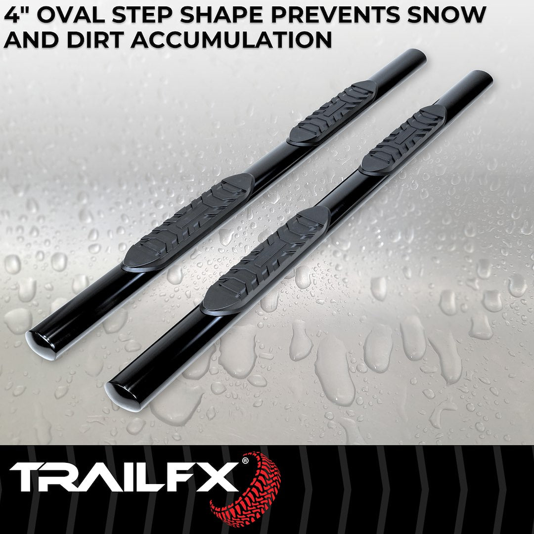 TrailFX 4" Oval Straight Step Bar For 2019-2023 Ranger Extended Cab - Black