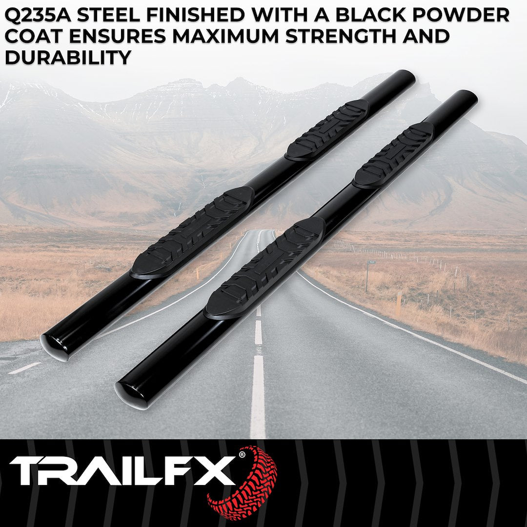 TrailFX 4" Oval Straight Step Bar For 2019-2023 Ranger Extended Cab - Black
