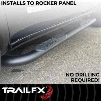 TrailFX 4" Oval Bent Step Bar For 2017-2025 F150-350 Extended Cab - Black