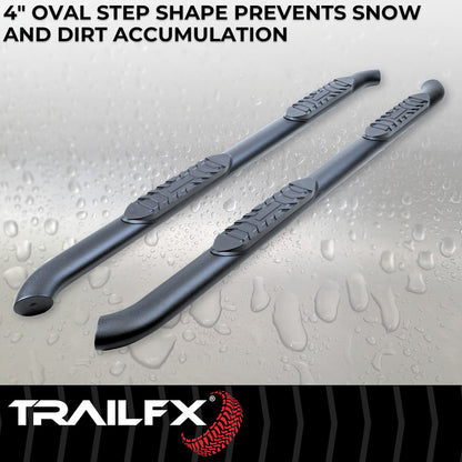 TrailFX 4" Oval Bent Step Bar For 2017-2025 F150-350 Extended Cab - Black