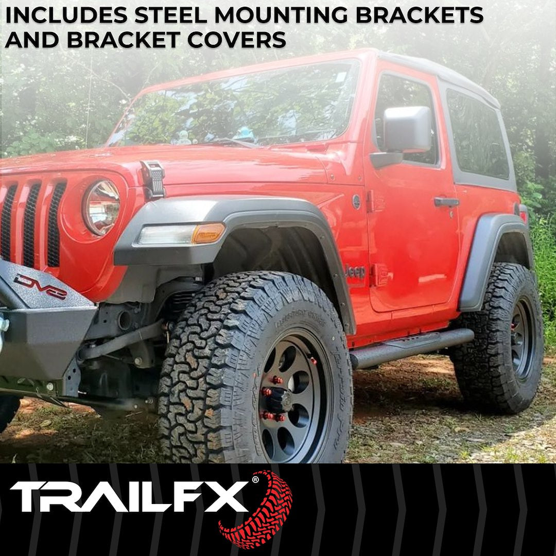 TrailFX  4" Oval Straight Step Bar For Jeep Wrangler JL 2 Dr - Black
