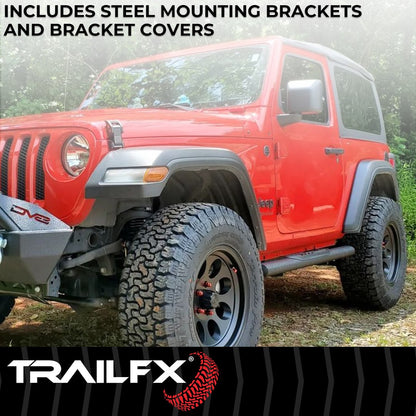 TrailFX  4" Oval Straight Step Bar For Jeep Wrangler JL 2 Dr - Black