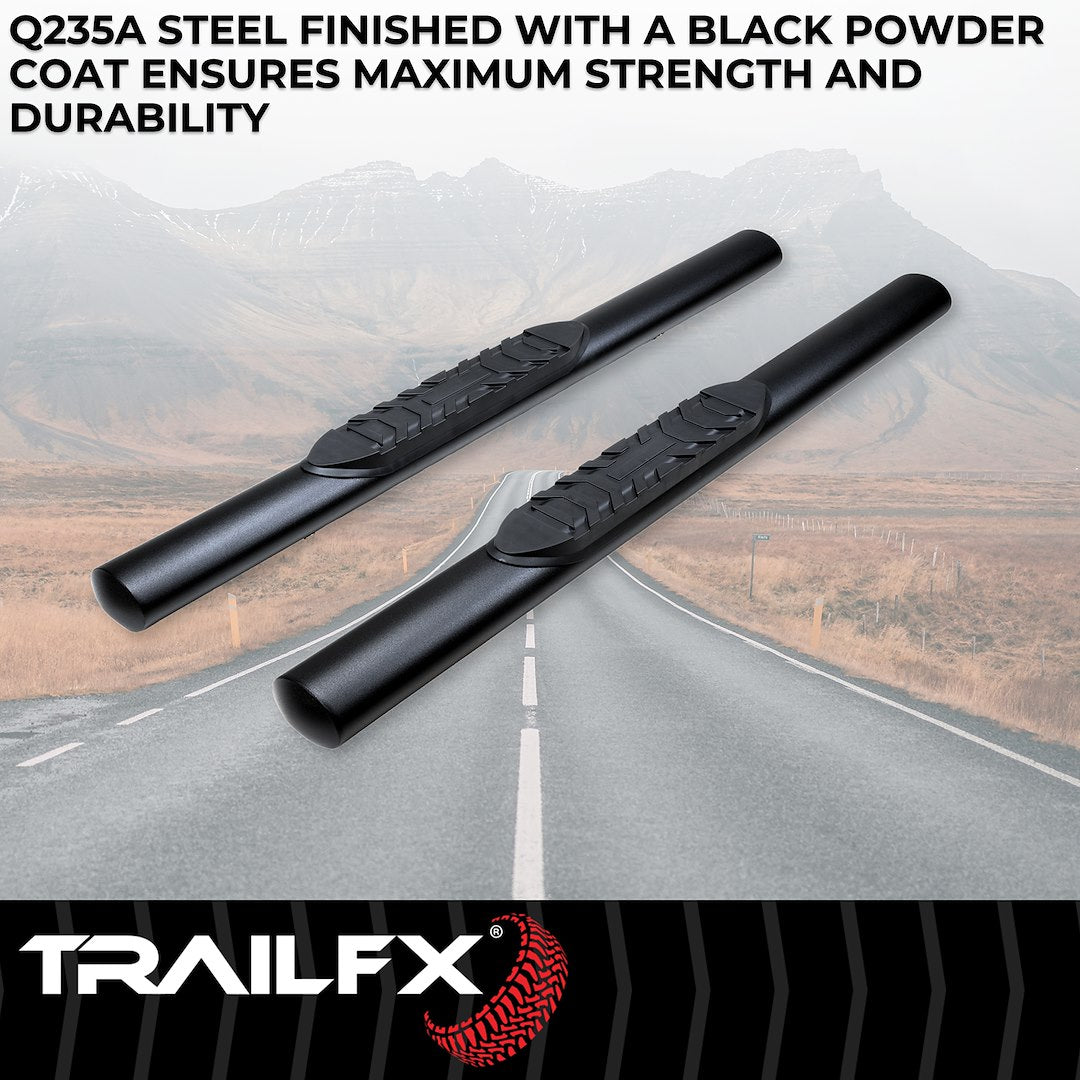 TrailFX  4" Oval Straight Step Bar For Jeep Wrangler JL 2 Dr - Black