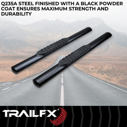 TrailFX  4" Oval Straight Step Bar For Jeep Wrangler JL 2 Dr - Black