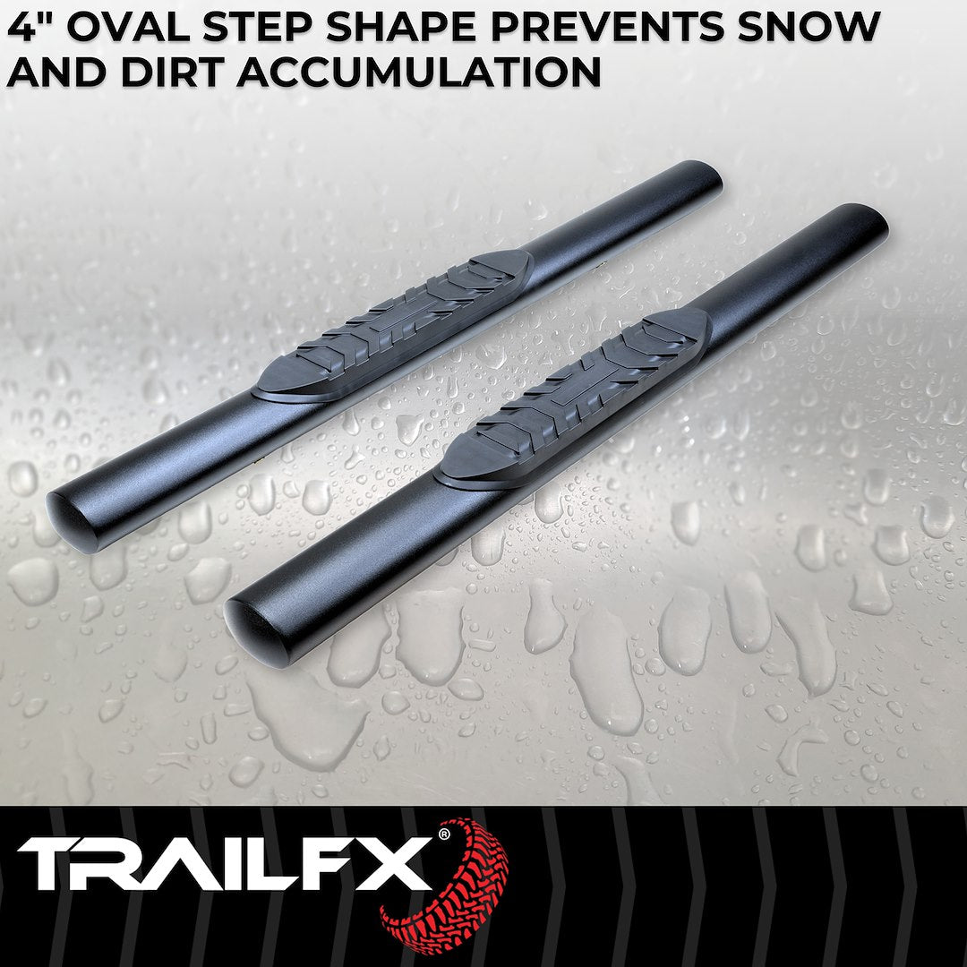 TrailFX  4" Oval Straight Step Bar For Jeep Wrangler JL 2 Dr - Black