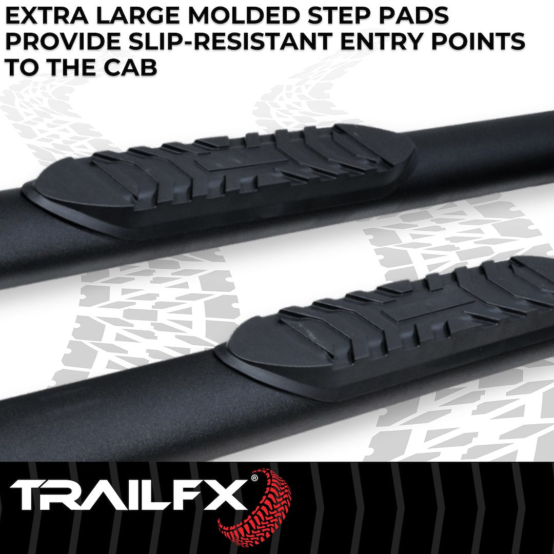 TrailFX  4" Oval Straight Step Bar For Jeep Wrangler JL 2 Dr - Black