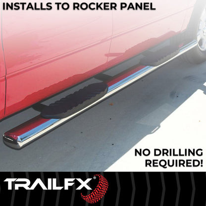 TrailFX  4" Oval Straight Step Bar For Jeep Wrangler JL 4 Dr - Stainless