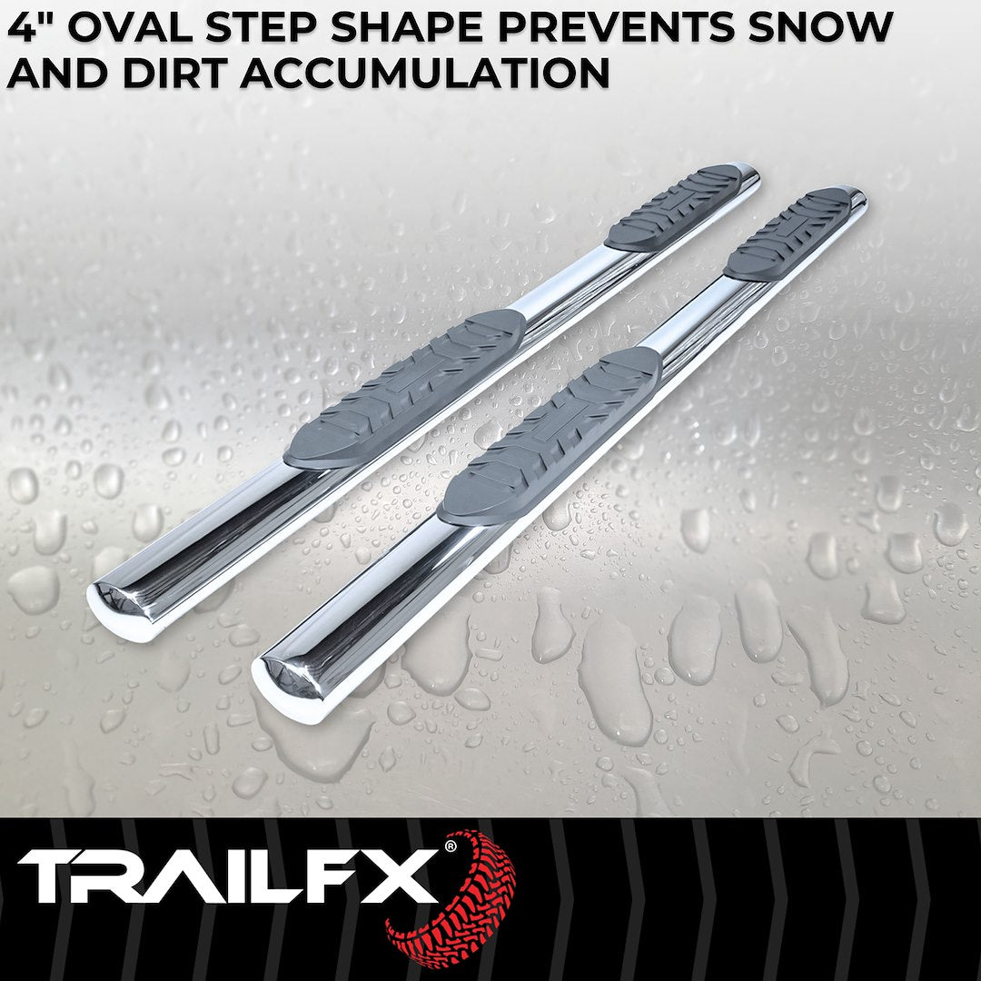 TrailFX  4" Oval Straight Step Bar For Jeep Wrangler JL 4 Dr - Stainless