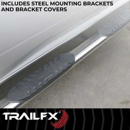 TrailFX 4" Oval Straight Step Bar For 2021+ Bronco 4Dr - Stainless