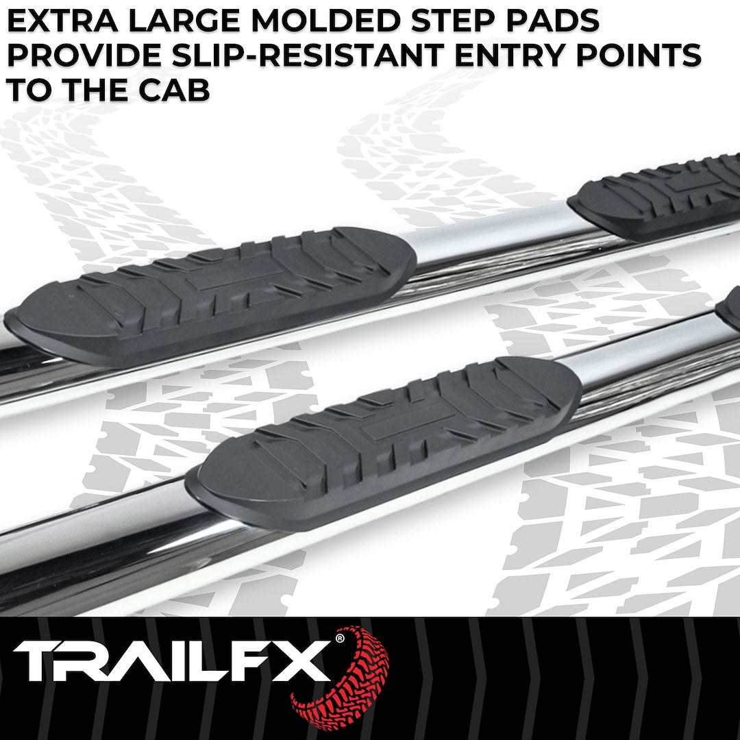 TrailFX 4" Oval Straight Step Bar For 2021+ Bronco 4Dr - Stainless