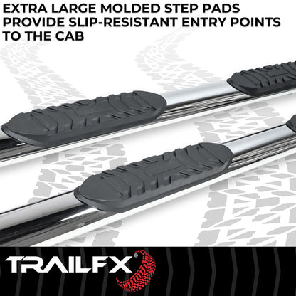 TrailFX 4" Oval Straight Step Bar For 2021+ Bronco 4Dr - Stainless