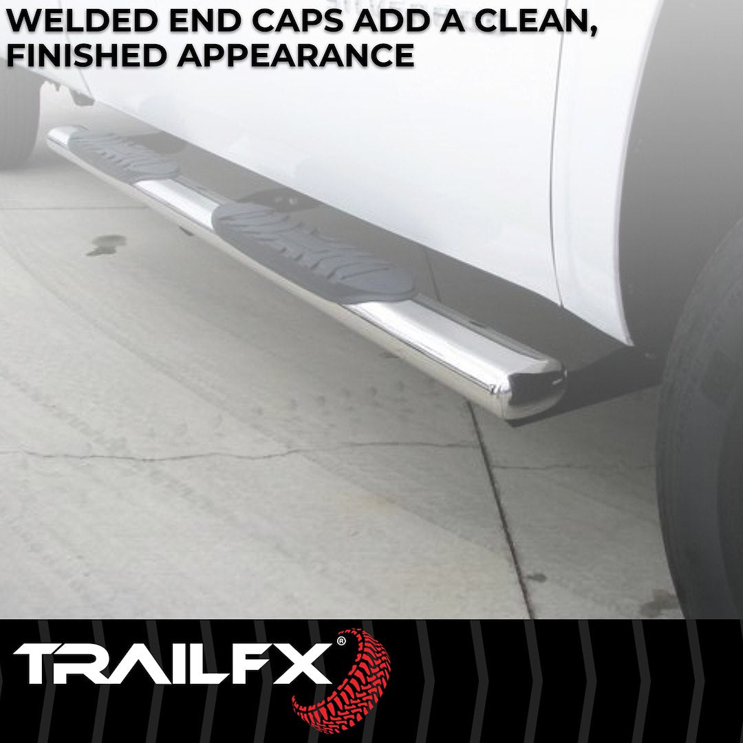 TrailFX 4" Oval Straight Step Bar For 2021+ Bronco 4Dr - Stainless