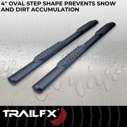 TrailFX 4" Oval Straight Step Bar For Toyota Tacoma Double/Crew - Black