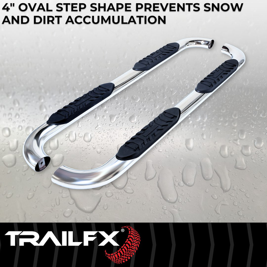 TrailFX 4" Oval Bent Step Bar For 2024-2025 Tacoma Access Cab - Stainless