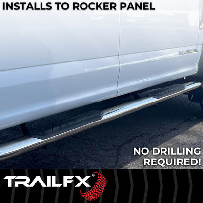 TrailFX 4" Oval Bent Step Bar For 2024-2025 Tacoma Access Cab - Stainless