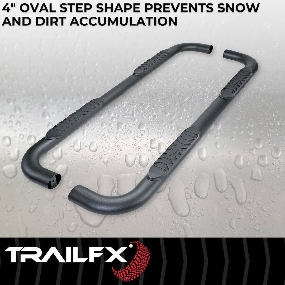 TrailFX 4" Oval Bent Step Bar For 2024-2025 Tacoma Access Cab - Black