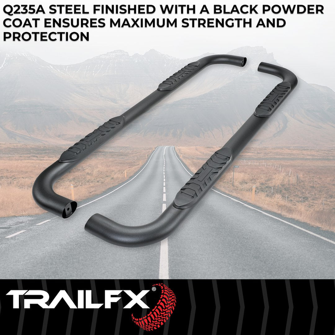 TrailFX 4" Oval Bent Step Bar For 2024-2025 Tacoma Access Cab - Black