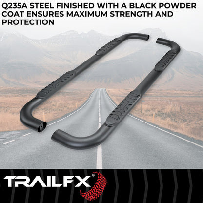 TrailFX 4" Oval Bent Step Bar For 2024-2025 Tacoma Access Cab - Black
