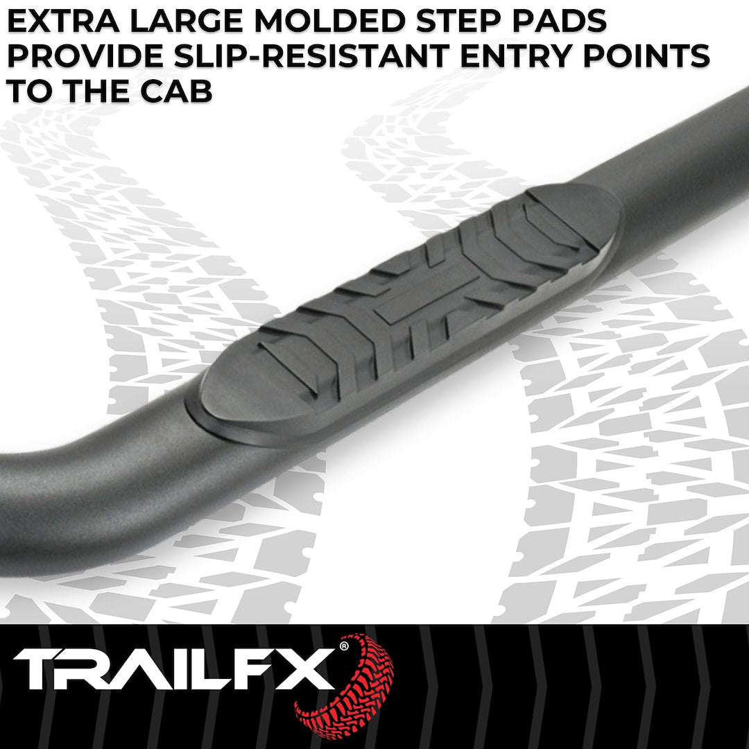 TrailFX 4" Oval Bent Step Bar For 2024-2025 Tacoma Access Cab - Black
