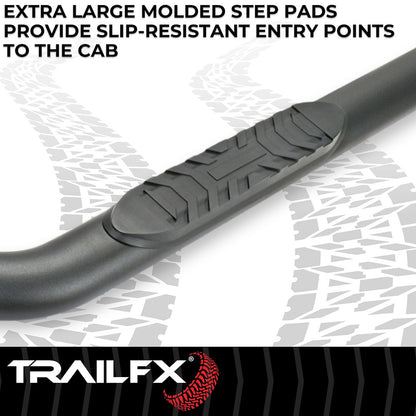 TrailFX 4" Oval Bent Step Bar For 2024-2025 Tacoma Access Cab - Black