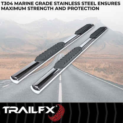 TrailFX 4" Oval Straight Step Bar For 2024-2025 Tacoma Double/Crew Cab - Stainless