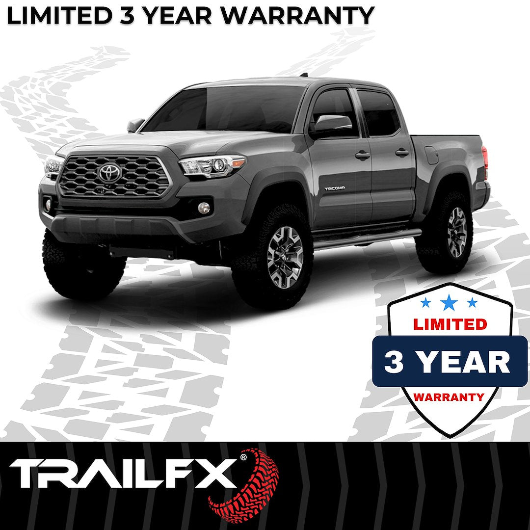 TrailFX 4" Oval Straight Step Bar For Toyota Tacoma Double/Crew - Black