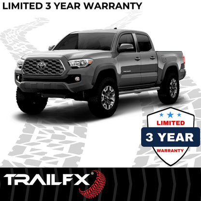 TrailFX 4" Oval Straight Step Bar For Toyota Tacoma Double/Crew - Black