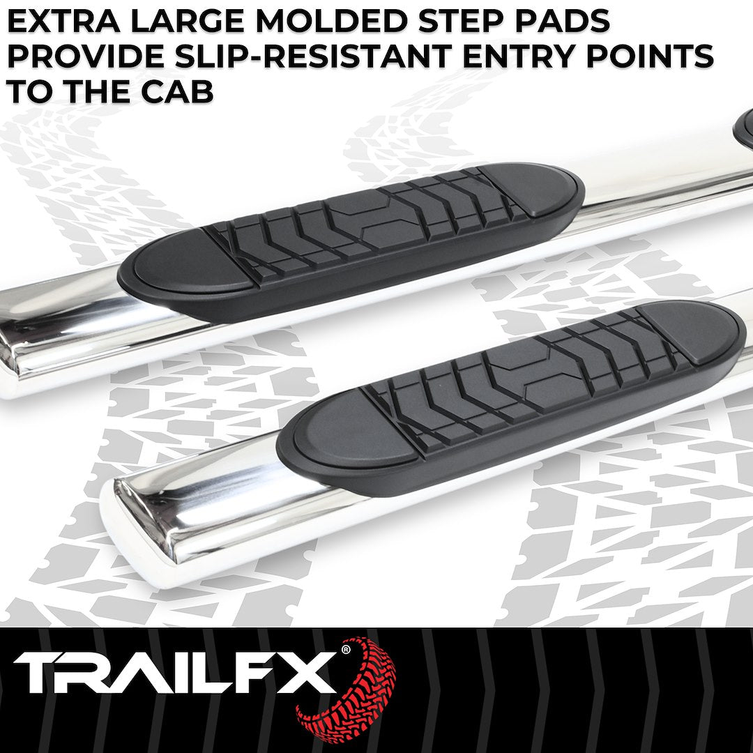 TrailFX 5" Oval Straight Step Bar For 2015-2025 Colorado/Canyon Crew Cab - Stainless