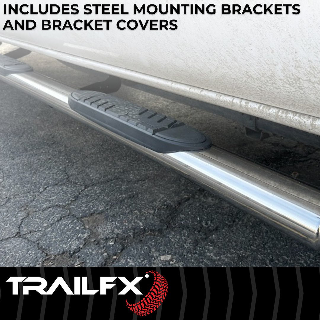 TrailFX 5" Oval Straight Step Bar For 2019-2023 Ranger Extended Cab (Supercab) -Stainless