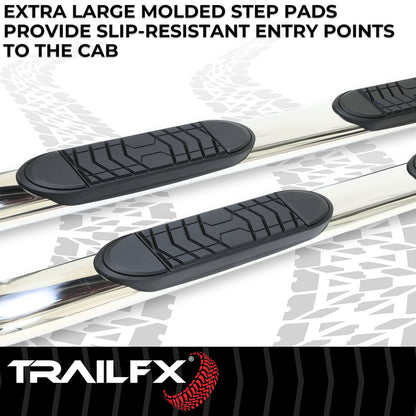 TrailFX 5" Oval Bent Step Bar For 2019-2023 Ranger Extended Cab (Supercab) - Stainless