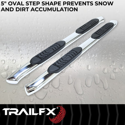 TrailFX 5" Oval Bent Step Bar For 2019-2023 Ranger Extended Cab (Supercab) - Stainless