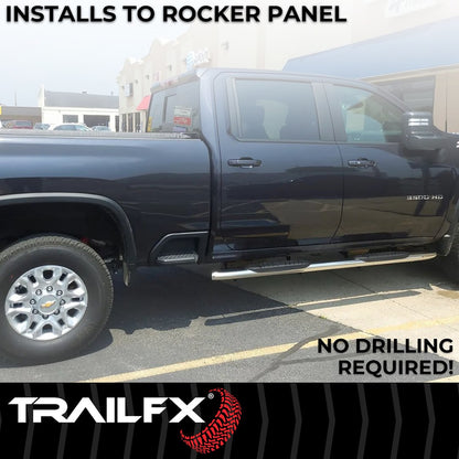 TrailFX 5" Oval Bent Step Bar For 2019-2023 Ranger Extended Cab (Supercab) - Stainless