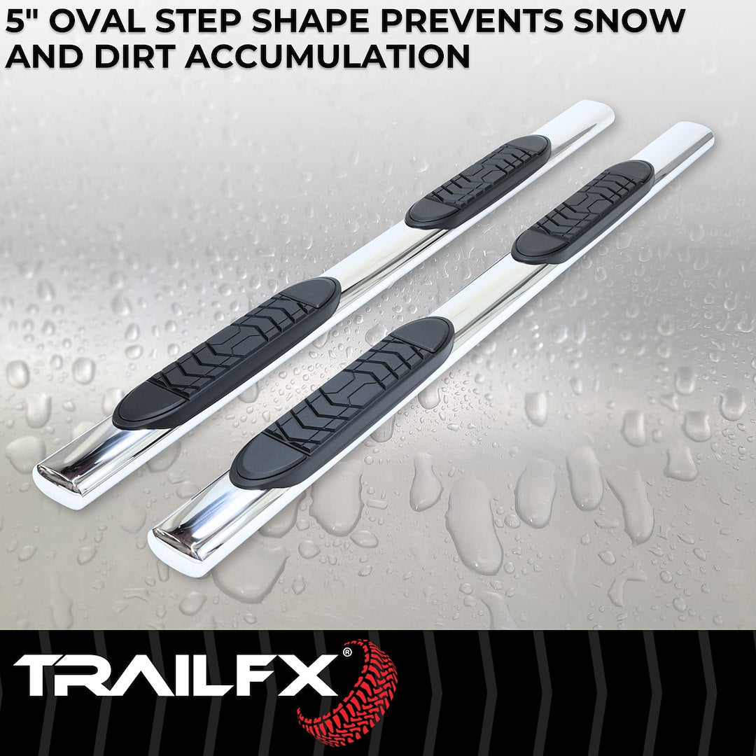 TrailFX 5" Oval Straight Step Bar For Toyota Tacoma Access Cab- Stainless