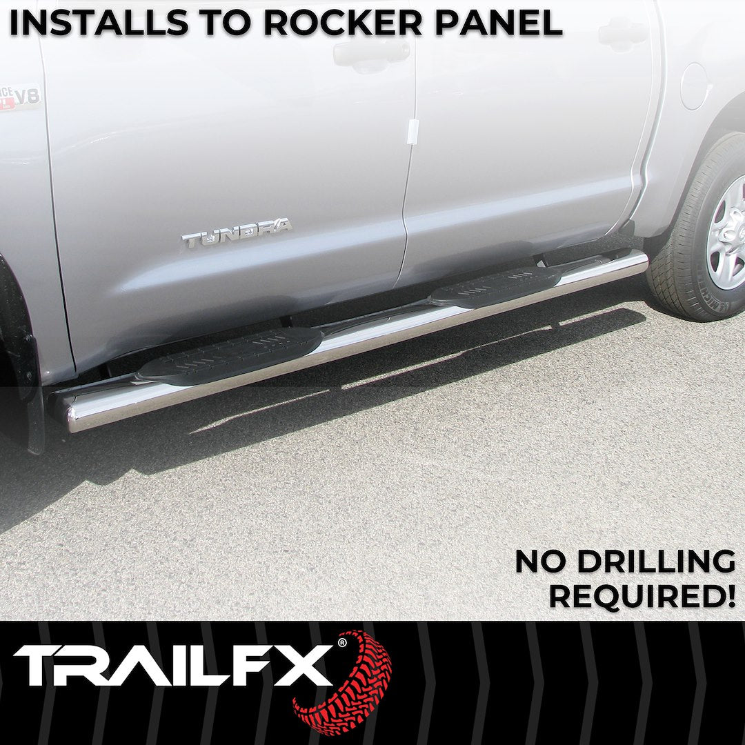 TrailFX 6" Oval Straight Step Bar For Toyota Tacoma Double Cab (Crew Cab) - Stainless