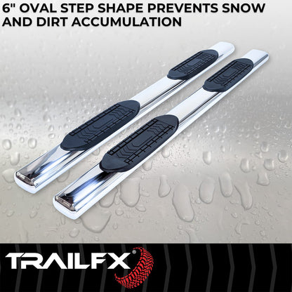 TrailFX 6" Oval Straight Step Bar For 2017-2025 F150-350 Crew- Stainless
